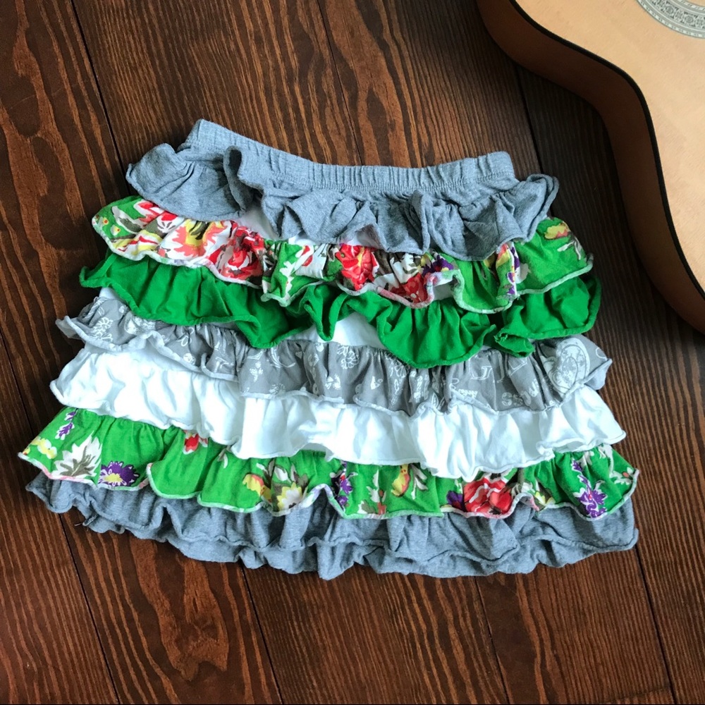 Pink Tangerine ruffled floral girls mini skirt